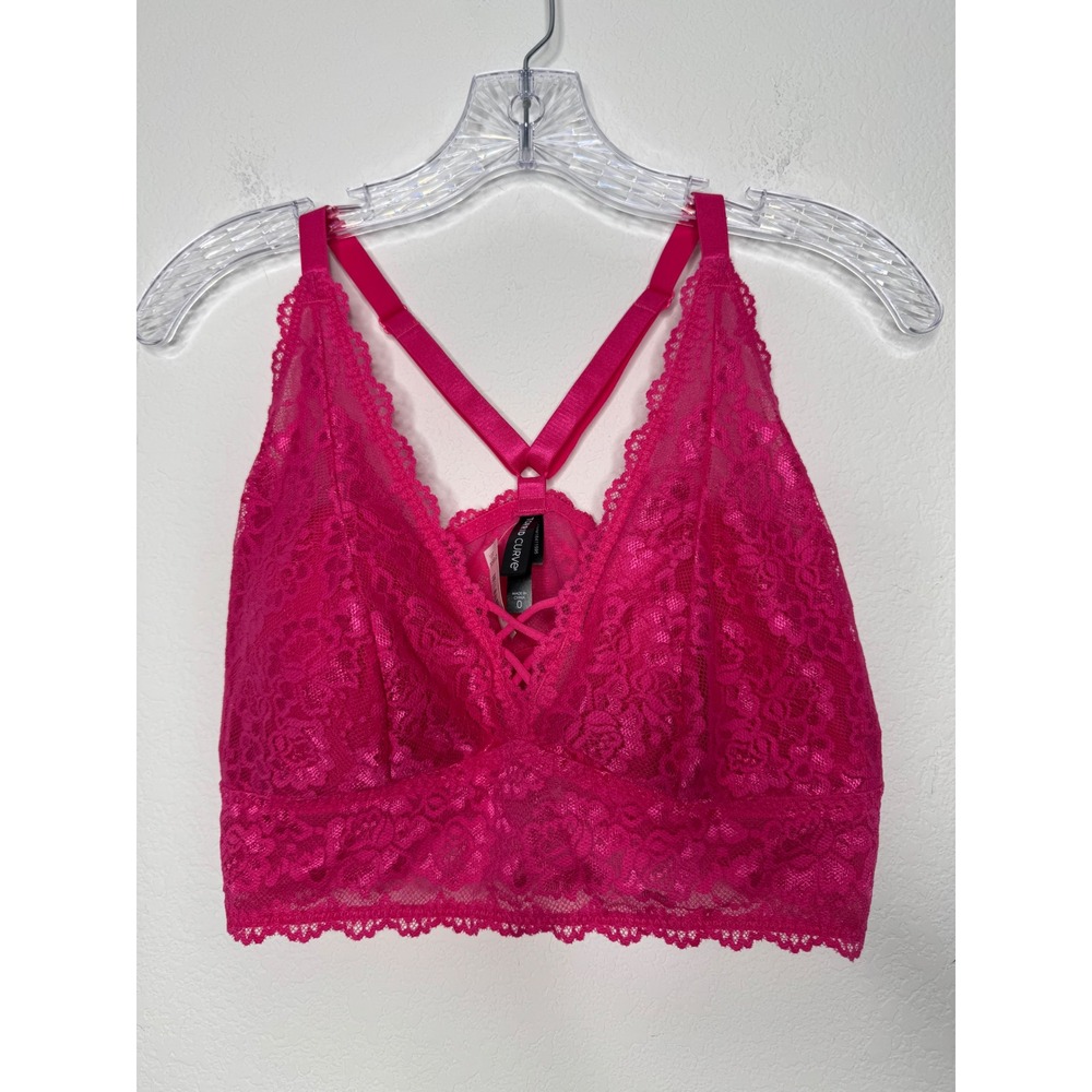 Torrid Curve Cabaret Pink Lace XO Front Bralette Lightly Lined Womens Size 0 / L